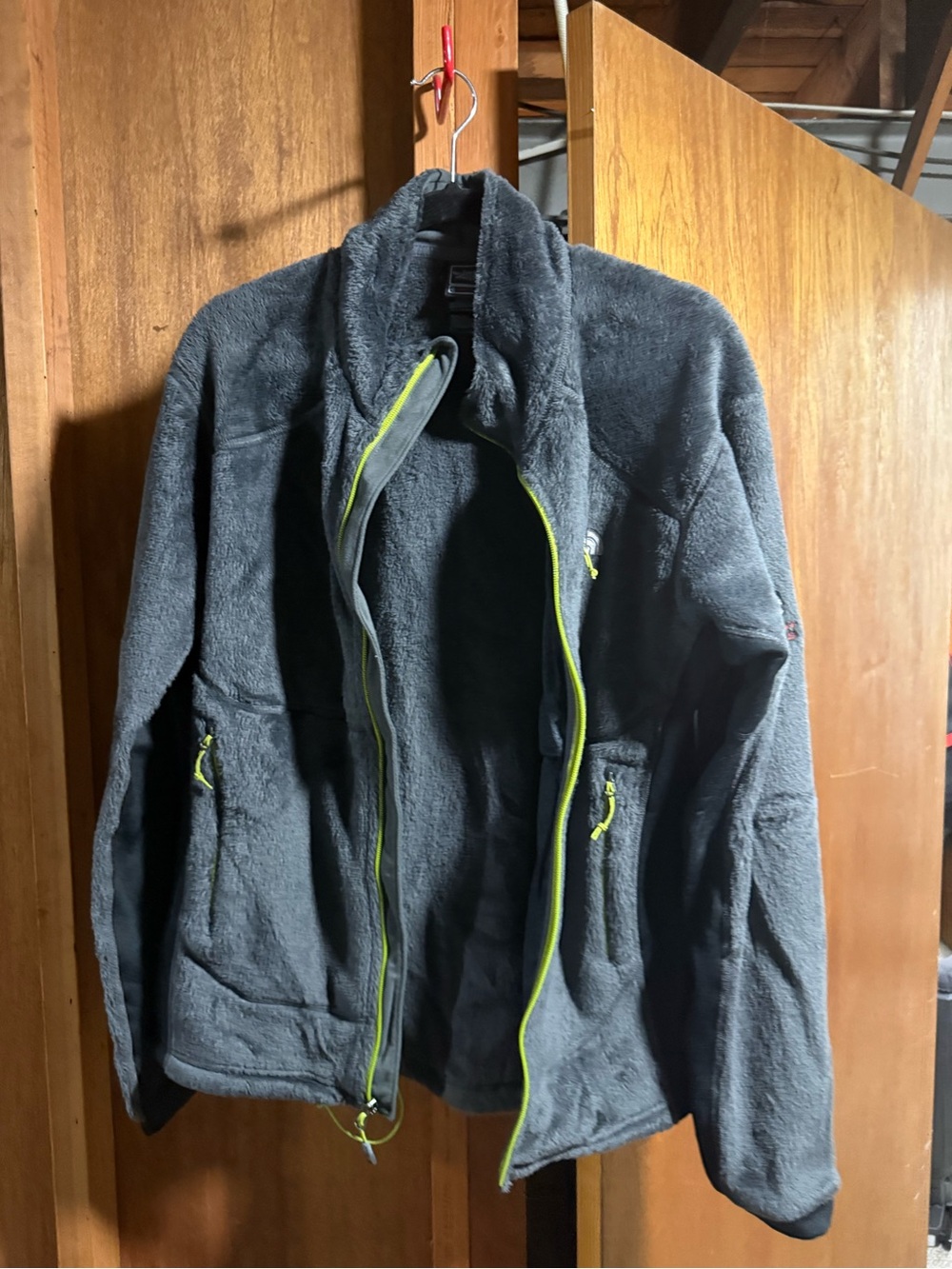 The North Face Gray Fleece Jacket with Neon Yellow Trim